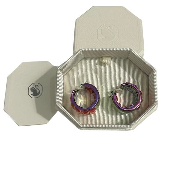 Swarovski Curiosa hoop earrings Octagon cut New
